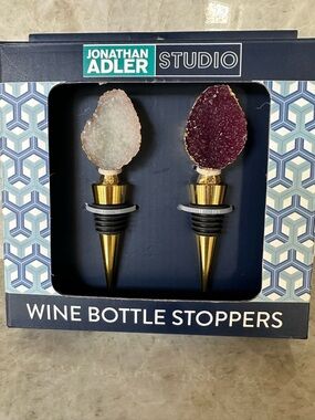 Jonathan Adler Gold & White/Purple Geode Wine Bottle Stoppers